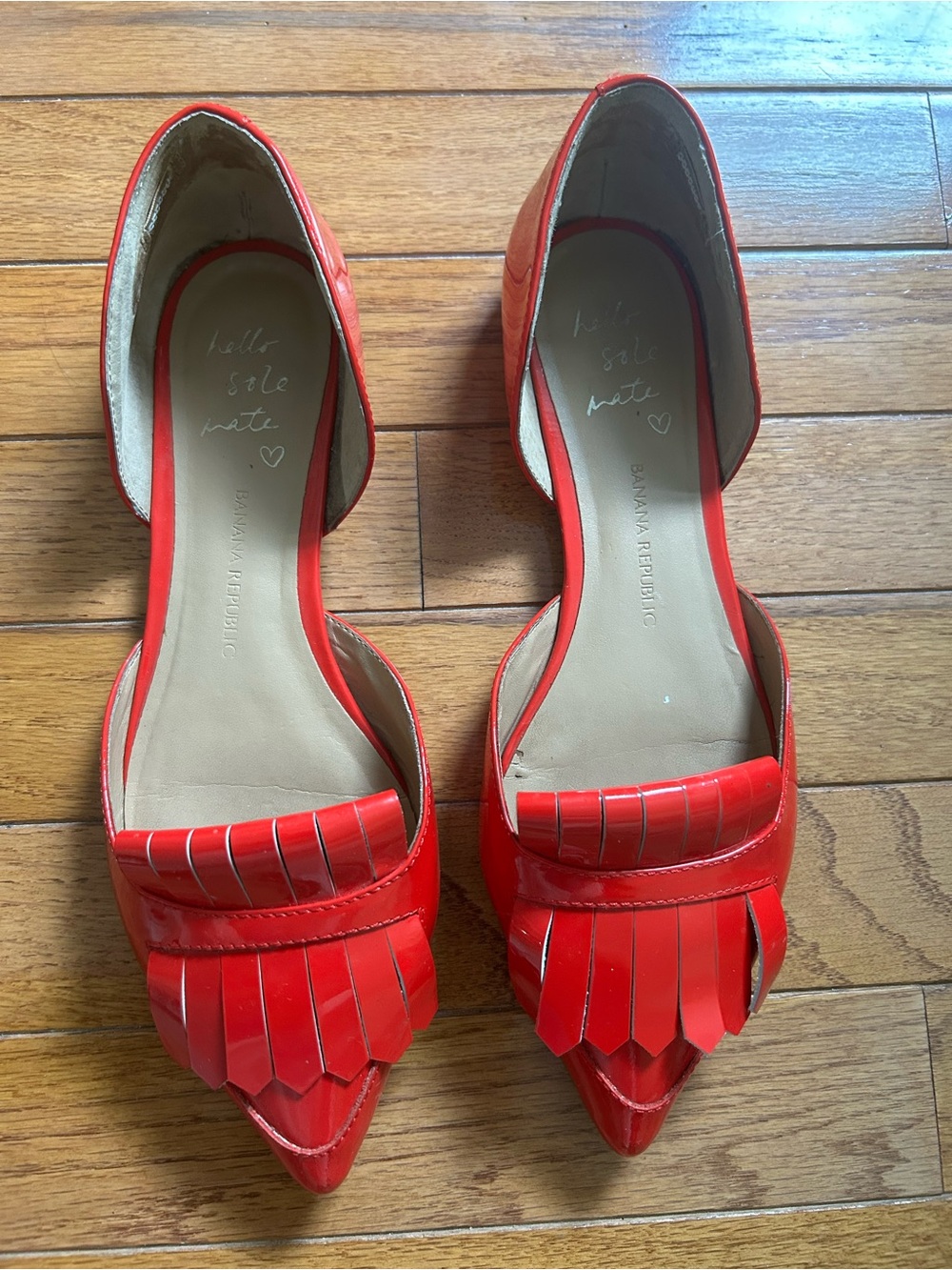 Banana Republic Red Pointed Fringe D'Orsay Flats